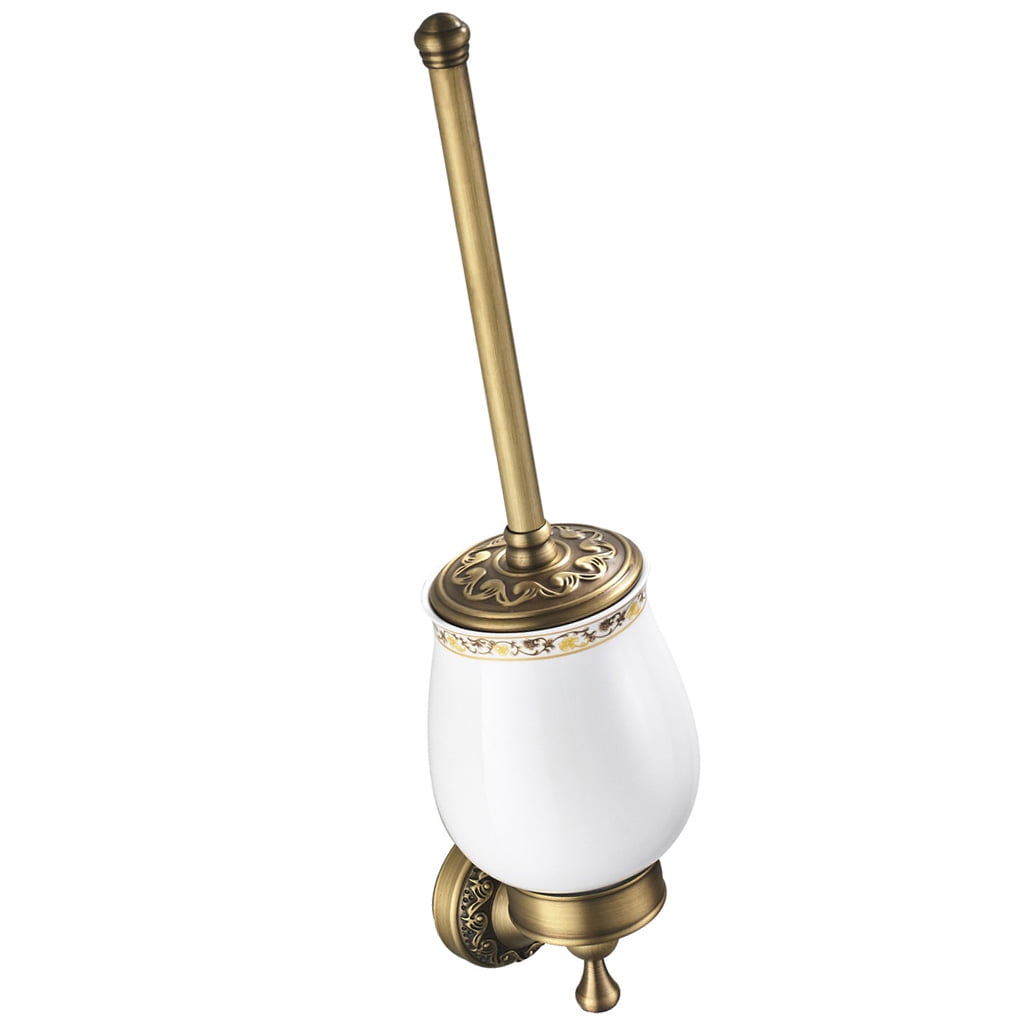 Vintage Brass Wall Mounted Lavatory Toilet Brush and holder Bathroom Tool