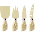 thumbnail image 1 of shiyou-Non-Stick Coated Cheese Knife Set of 4, Cheese Slicer & Cutter Set with Plastic Handle, Including 1 Cheese Knife, 1 Chisel Knife and 2 Cheese Fork (Beige), 1 of 4