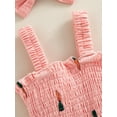 thumbnail image 6 of Musuos Newborn Girl Summer Outfit, Cherry Print Shirred Sleeveless Romper + Bow Headband 2 Piece Set, 6 of 8