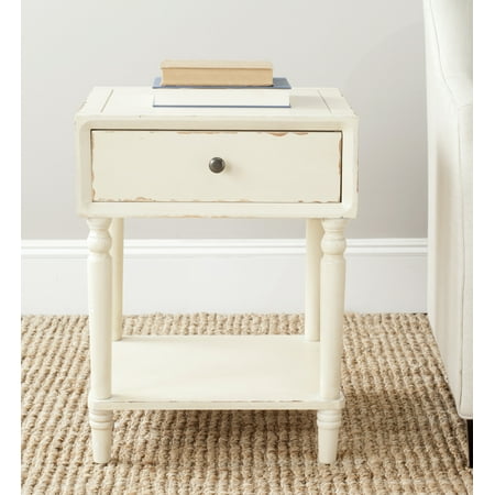 SAFAVIEH Siobhan Solid Rustic Nightstand with Storage Drawer Vintage Cream