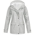 thumbnail image 2 of Gray Winter Coats for Women, Polyester Womens Winter Coats, Women Solid Plush Rain Outdoor Plus Size Hooded Raincoat Windproof Jacket Coat XL, 2 of 6