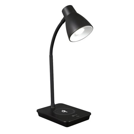 OttLite - Infuse Adjustable LED Desk Lamp with Qi Charging, Three Brightness Settings, & Clear Sun Technology - Black