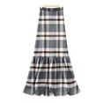 thumbnail image 4 of Women’s Long Plaid Skirt Elastic Waist Tiered Maxi Skirt Lightweight Soft Fabric Casual Style for Daily Wear Gray L, 4 of 6