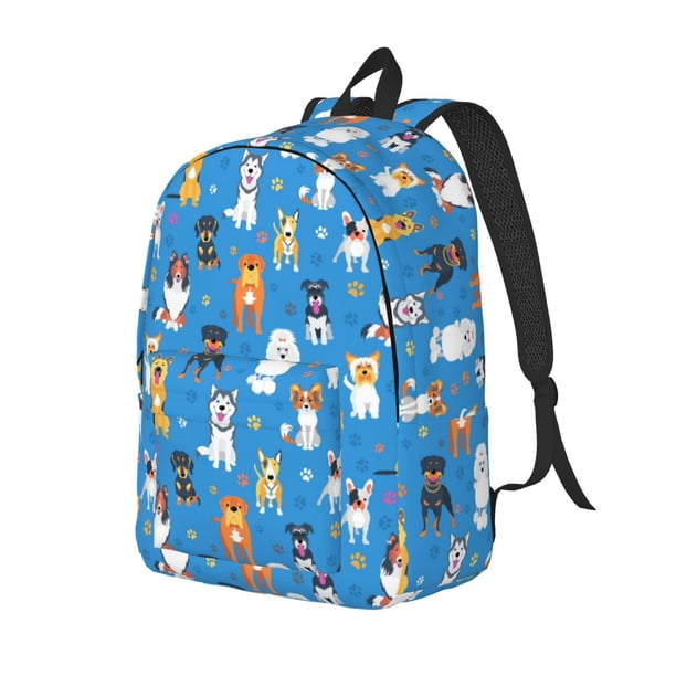 Disketp Cute Dogs Mochila de Lona Estampada, Mochila Escolar de Viaje Ligera para Estudiantes y Portátil-Medium