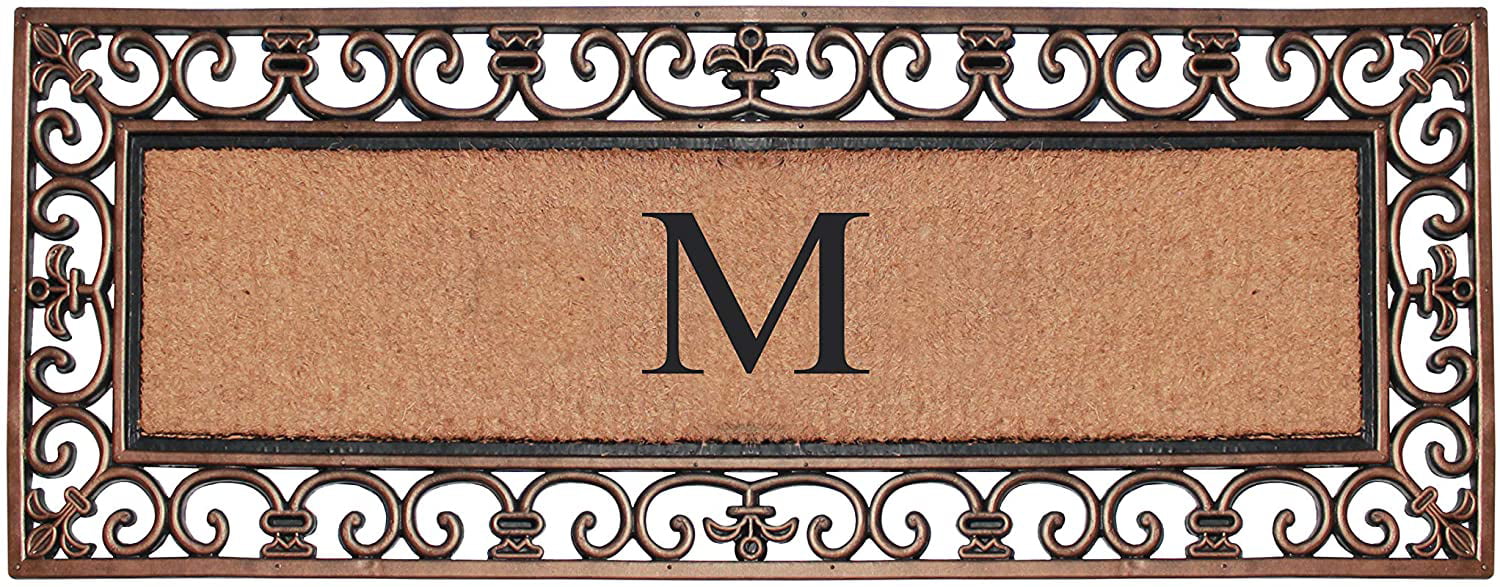 Large Double Door Size First Impression Exclusive Hand Crafted Myla Monogrammed Entry Doormat -RC2004N 17.7 x 47.25