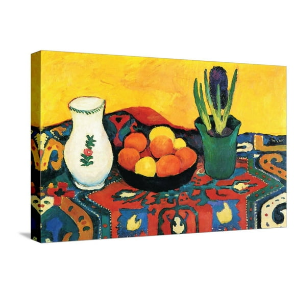 Art.com Still Life with Hyacinthe Stretched Canvas Print Wall Art by Auguste Macke, 24" x 16"