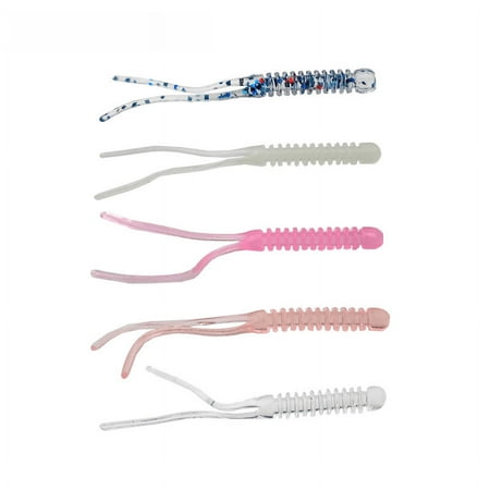 Root fishing bait Luya bait TPR Soft Bait double needle tail 5 colors 12 PCs root fishing small soft bait simulation maggots soft worm simulation bait