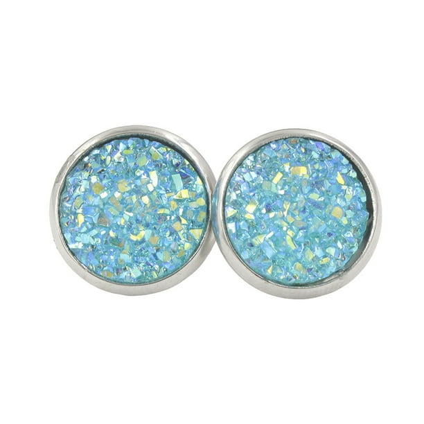 Pendientes Gotas Minnieouse de acero inoxidable Galvanoplastia fina Ligero cian AP009493-18B
