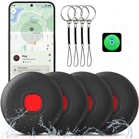 Wrong Duck Air Tracker Tags 4 Pack, Air Tracker Tag Compatible with iOS Find My App (iOS Only), Bluetooth Locator Keys Finder and Item Locator, IP68 Waterproof Tracker for Keys, Wallets, Bags, Lugga