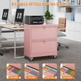 thumbnail image 4 of Gangmei 2 Drawer Lateral File Cabinet with Wheels,Metal Filing Cabinet with Lock,Wide File Cabinet for Home Office School Hanging Files Letter/Legal/F4/A4 Size,Assembly Required (Pink), 4 of 5