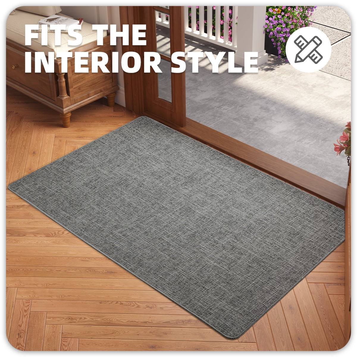 PABUBE Doormat for Inside 32"x48", Door Rug for Entryway Indoor, Dirt Trapper, Non Slip Entryway Rug Washable Welcome Mat Inside, Absorbent Entry Mat Low Profile Entry Rug Indoor Doormat, Dark Gray