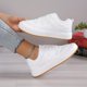 thumbnail image 1 of Zapatillas De Skate De Bloque De Color Para Mujer, Versátiles Zapatos Deportivos De Cordones Bajos, Zapatillas Planas Casuales, 1 of 4