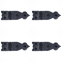 4 Pack 5.25 inch Decorative Hinges Black Wrought Iron Hinges Decorative Hinges Small Flush Mount Western Style Hinges Vintage Furniture Hardware The Farmhouse Series by Borderland Rustic Hardware
