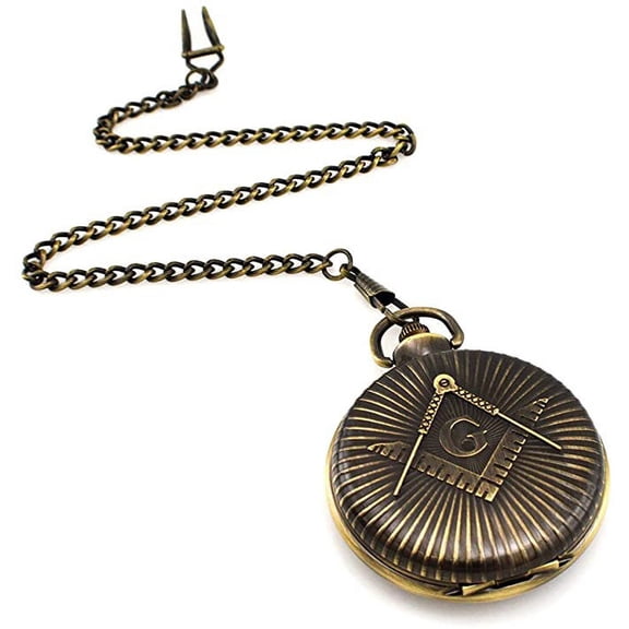 Classic Antique Look Masonic Compass Square Pattern Watch Pocket Watch