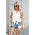 thumbnail image 5 of Womens Sleeveless Button Down Shirt Collared Blouse Casual Office Shirts Basic Tank Top White XL, 5 of 9