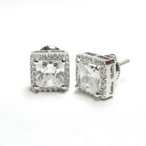 1.5 Ct Princess Cut Simulated Diamond Stud Earrings 925 Sterling Silver For Women