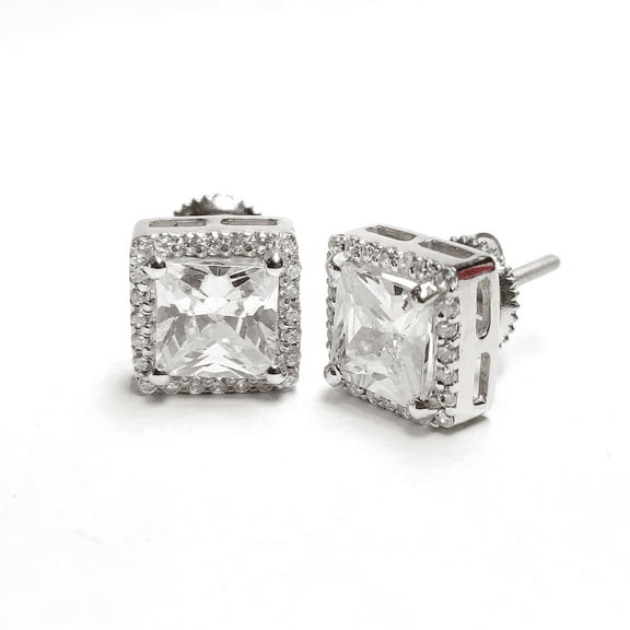 1.5 Ct Princess Cut Simulated Diamond Stud Earrings 925 Sterling Silver For Women