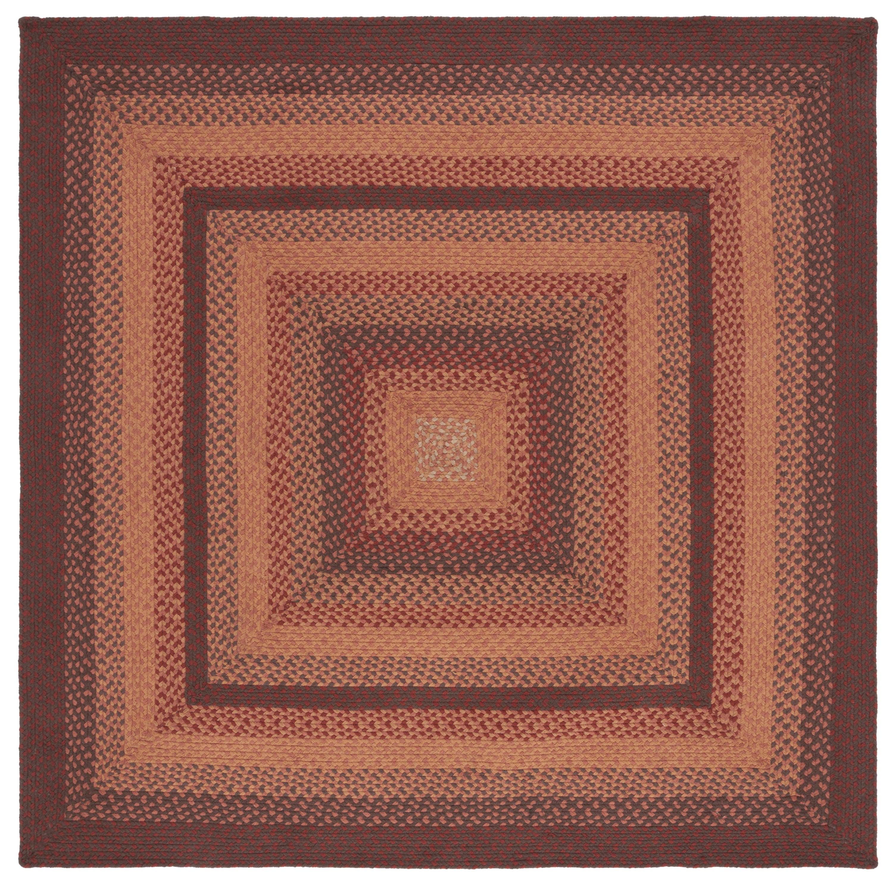 SAFAVIEH Braided Claes Bordered Reversible Area Rug, Orange/Rust, 6' x 6' Square