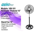 thumbnail image 3 of Ventilador De Pedestal Aerotec De 16 Pulgadas De 50W De Potencia De 3 Velocidades VM-161 Negro, 3 of 3