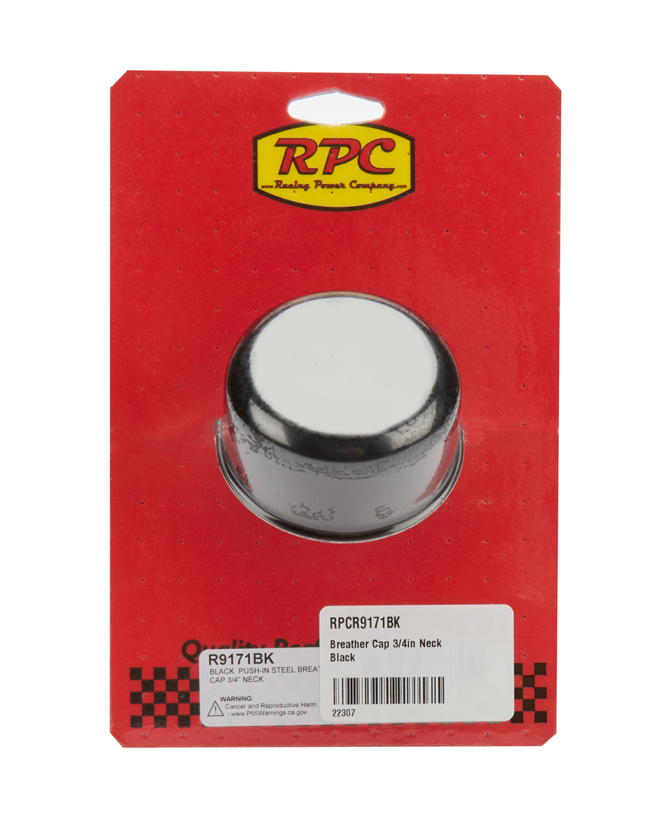 Racing Power Co-Packaged Breather Cap 3/4in Neck Black