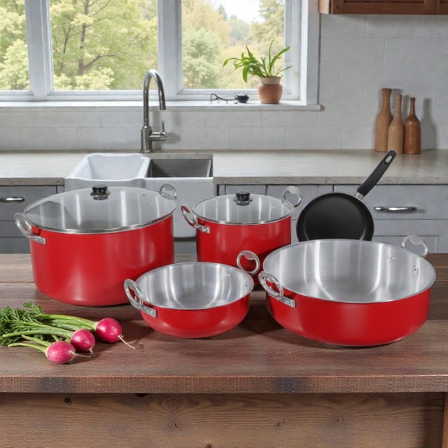 BATERIA DE COCINA DE ALUMINIO OCEANICA INCLUYE SARTEN ANTIADHERENTE 7 PIEZAS HERCULES