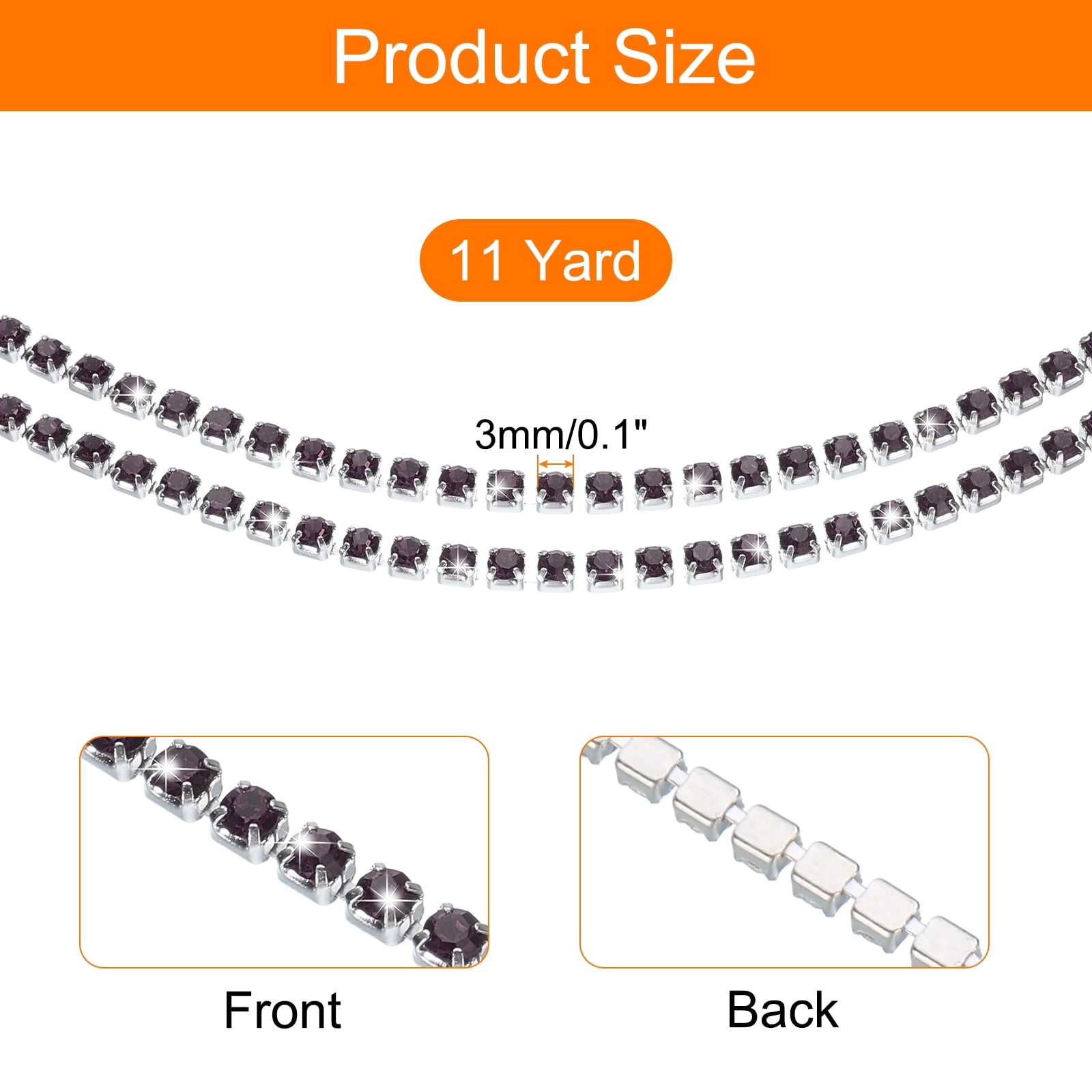 Unique Bargains Elegant Crystal Rhinestone Chain Trim for Craft Projects Dark Purple