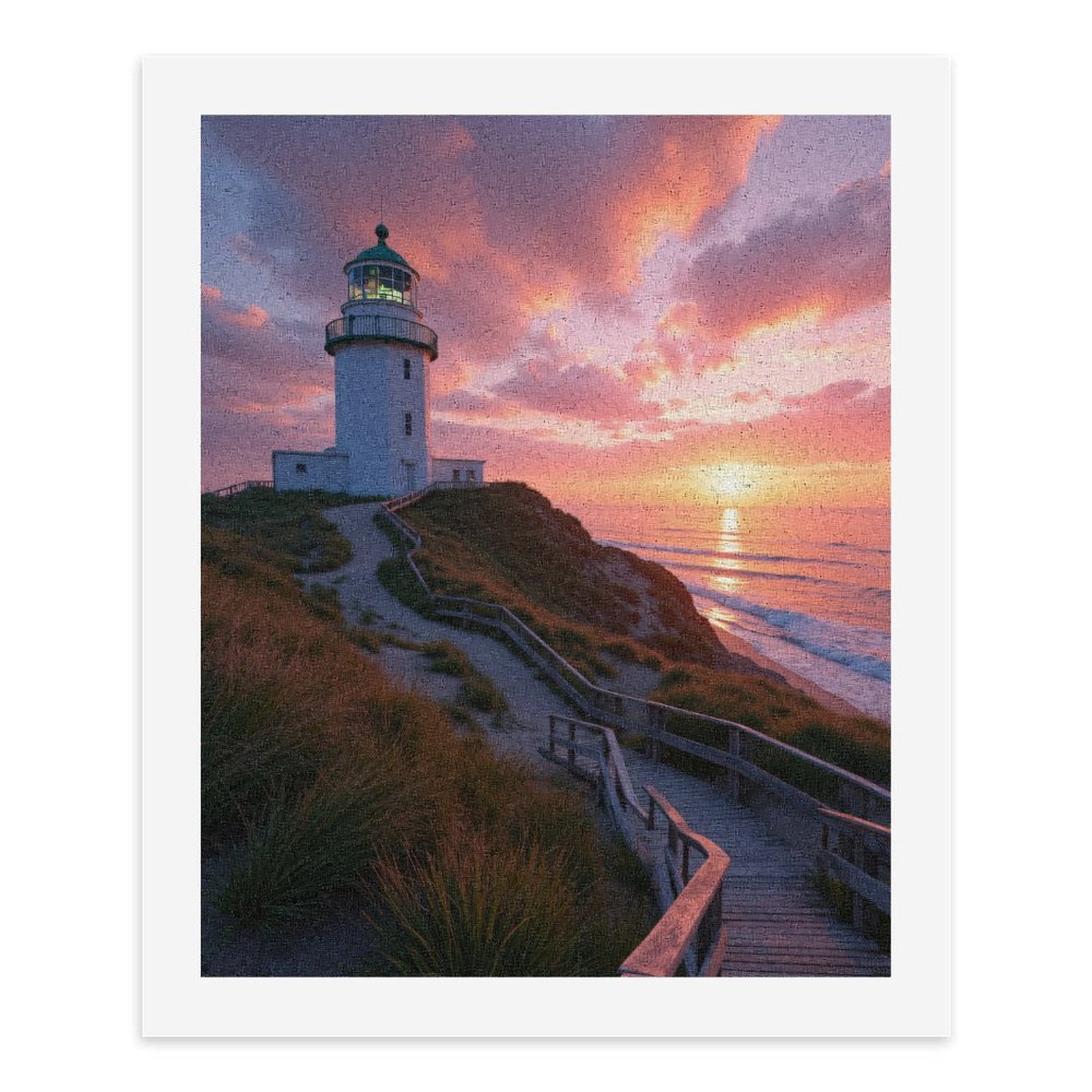 Paint By Numbers Kit for Adults Beginner - Lighthouse Sunset Coastal Serene Pathway DIY Canvas Painting Kits for Adults, Frameless Paint By Number for Adults for Home Wall Decor 16x20 Inch