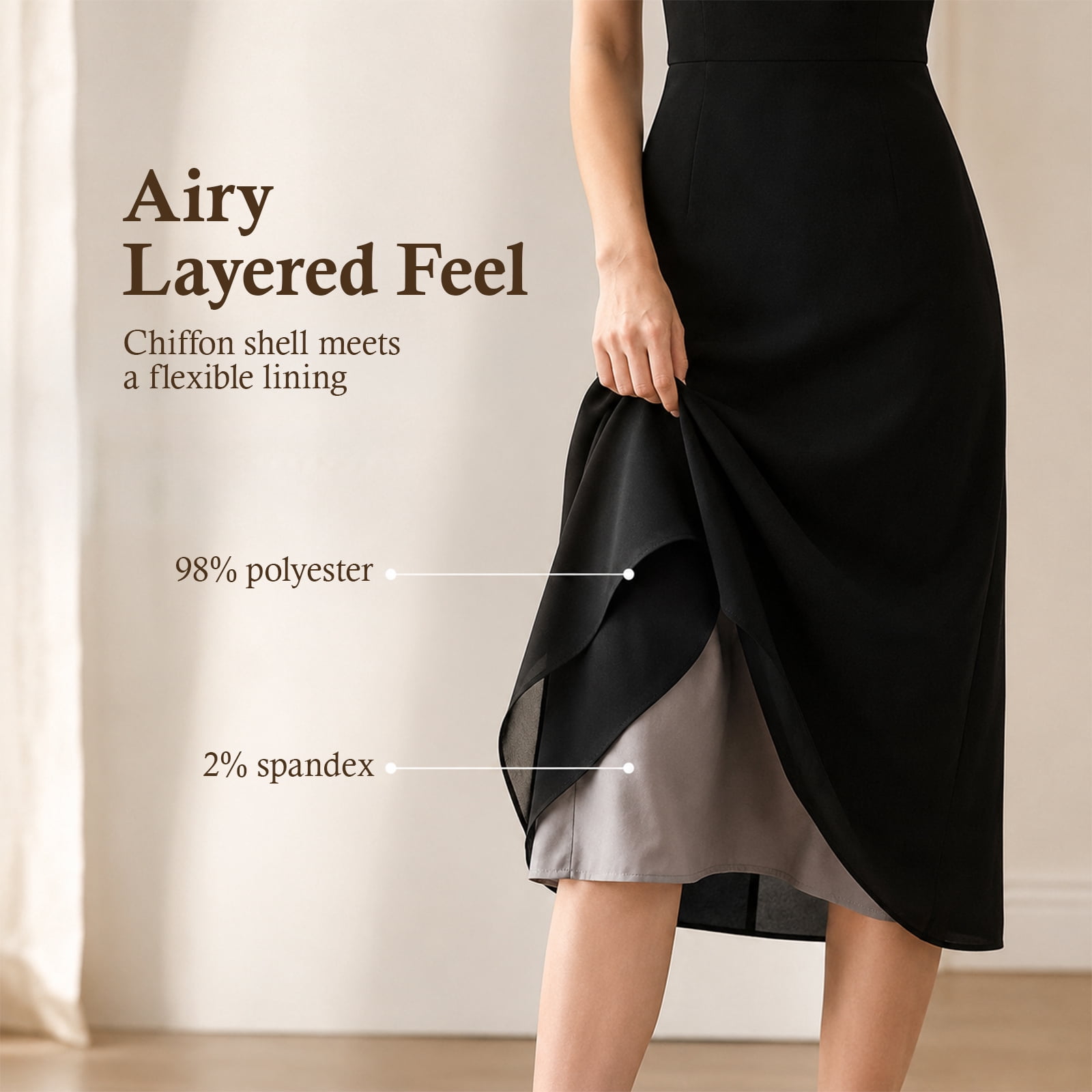 Alvantor Summer Dresses for Women, Sleeveless Square Neck Fit and Flare Midi Dress, Black
