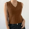 thumbnail image 2 of Dtydtpe Clearance Sales, Vests for Women, Women's Knitted V-Neck Vest Sleeveless Top Pullover Uniform Cropped Sweater Sleeveless Sweaters for Women, Brown, 2 of 4
