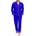 thumbnail image 2 of Mens Pajama Set Long Sleeve Button Down Top and Pants 2 Piece Loungewear Soft Relaxed Fit Mens Sleepwear Night Pjs Sets, 2 of 6