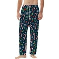 thumbnail image 7 of Wutalume Men's Drawstring Pocket Flannel Pants with Festive Print, Warm Homewear Sleep Pants for Cozy Nights and Relaxation,Navy L, 7 of 7