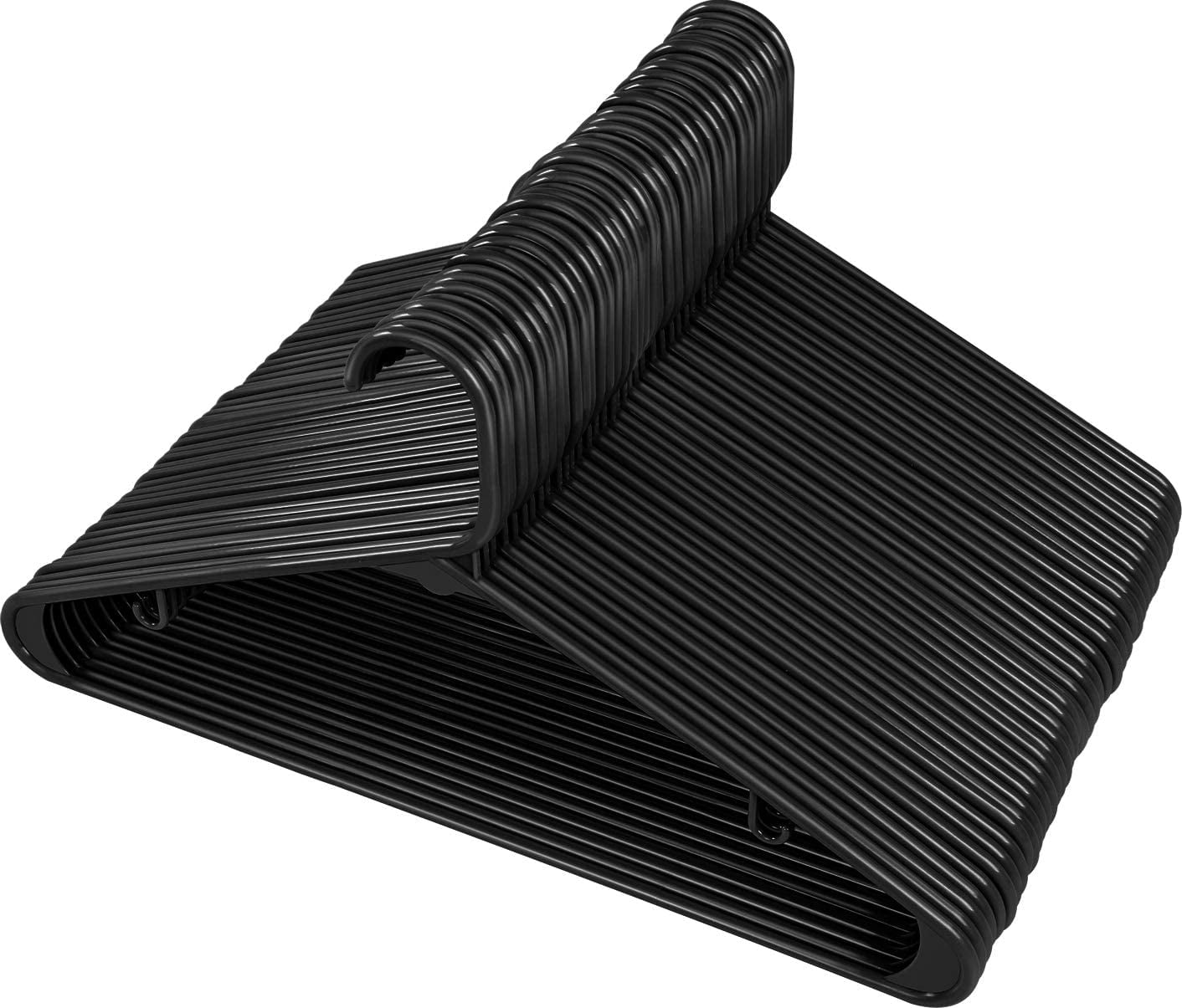 Coolmade Plastic Hangers Clothing Hangers Ideal for Everyday Standard Use (Black, 50 Pack