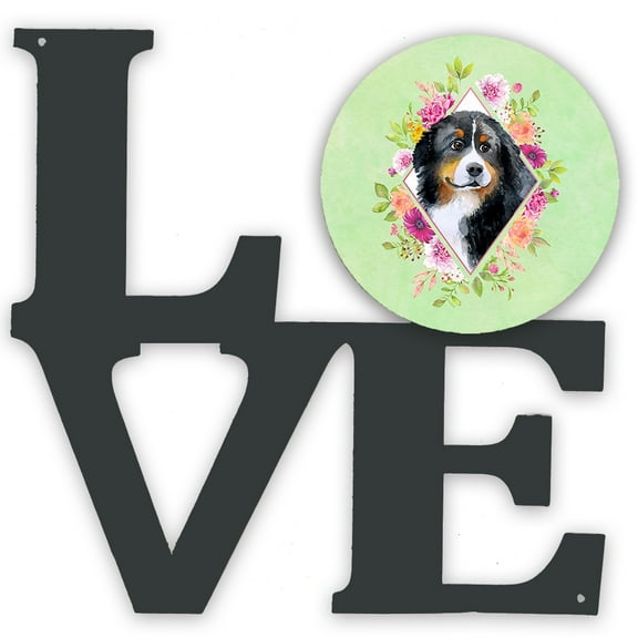 Bernese Mountain Dog Green Flowers Metal Wall Artwork LOVE