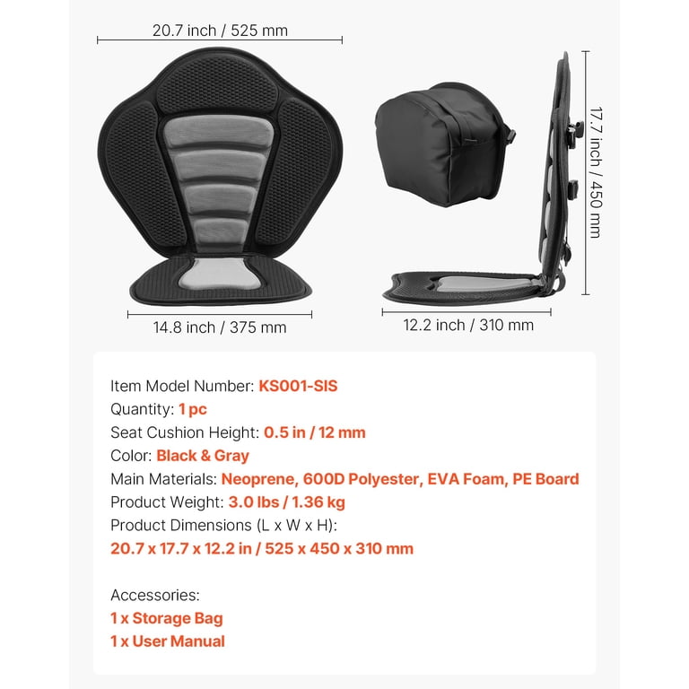 KFFKFF Universal Kayak Seat with Back Support and Storage photo 7