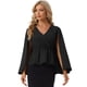 thumbnail image 1 of Blusa elegante Allegra K cuello En V Manga tipo capa Negro XS, 1 of 5