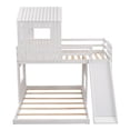 thumbnail image 5 of Harper & Bright Designs Twin Over Full Bunk Bed With Slide Wooden House Bunk Bed Playhouse Beds For Kids White, 5 of 12