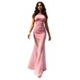 thumbnail image 6 of Women's One Shoulder Mesh Patchwork Maxi Dress Sleeveless Fitted Sexy Sheer Long Dress For Club Evening Party, 6 of 7