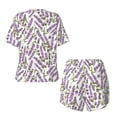 thumbnail image 5 of Kdxio Lavender Flowers Print Pajamas Sets for Women Short-Sleeved Pjs with Lounge Shorts Two Piece Sleepwear S-4XL, 5 of 9