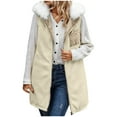 thumbnail image 5 of Uaswgudfs Women's Long Puffer Vest with Removable Faux Fur Collar, Sleeveless Winter Jacket with Pockets - Casual Outerwear Brown M, 5 of 9