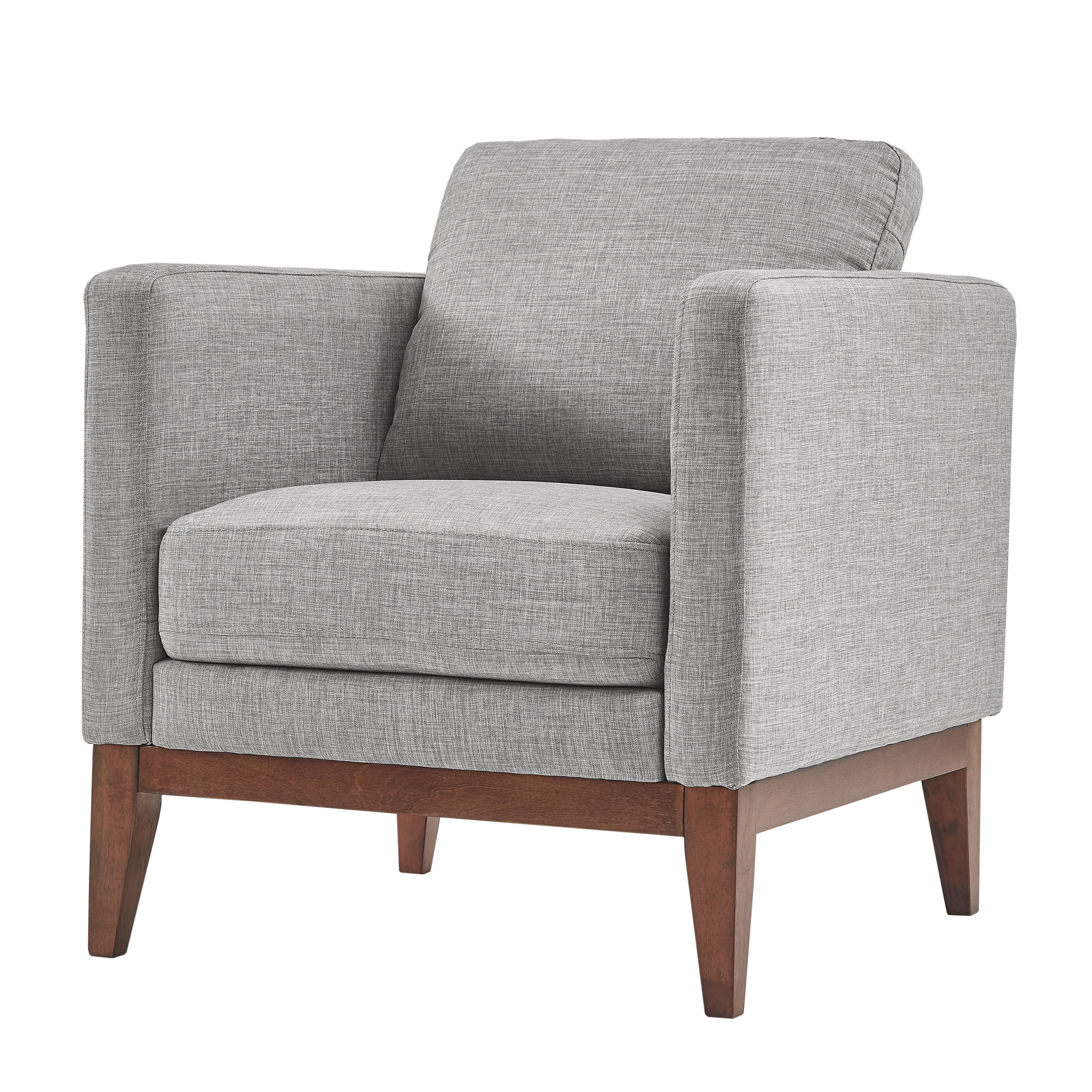 Weston Home Riley Linen Upholstered Accent Chair with Wood Legs, Grey