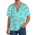 thumbnail image 3 of KLL Seashell And Starfish Print Men's Shirt Short Sleeve Button Down Summer Cuba Beach Shirts- XX-Large, 3 of 7