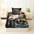 thumbnail image 4 of Feelyou Hunting Bass Fish Wildlife Twin Sheet Sets for Men Boys, Rustic American Flag Bedding, Rust Black Green, 3pcs, 4 of 5