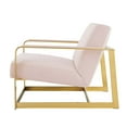 thumbnail image 3 of Accent Chair, Velvet, Metal Steel, Gold Pink, Modern Contemporary Urban Design, Living Lounge Room Hotel Lobby Hospitality, 3 of 8
