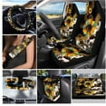 thumbnail image 3 of XYZCANDO Leopard Sunflower Print Car Seat Cover Keychain Lipstick Cover Center Mirror Cover Car Trash Can Coasters Steering Wheel Cover Seat Belt Cover Universal Car Accessories Decoration, 3 of 5