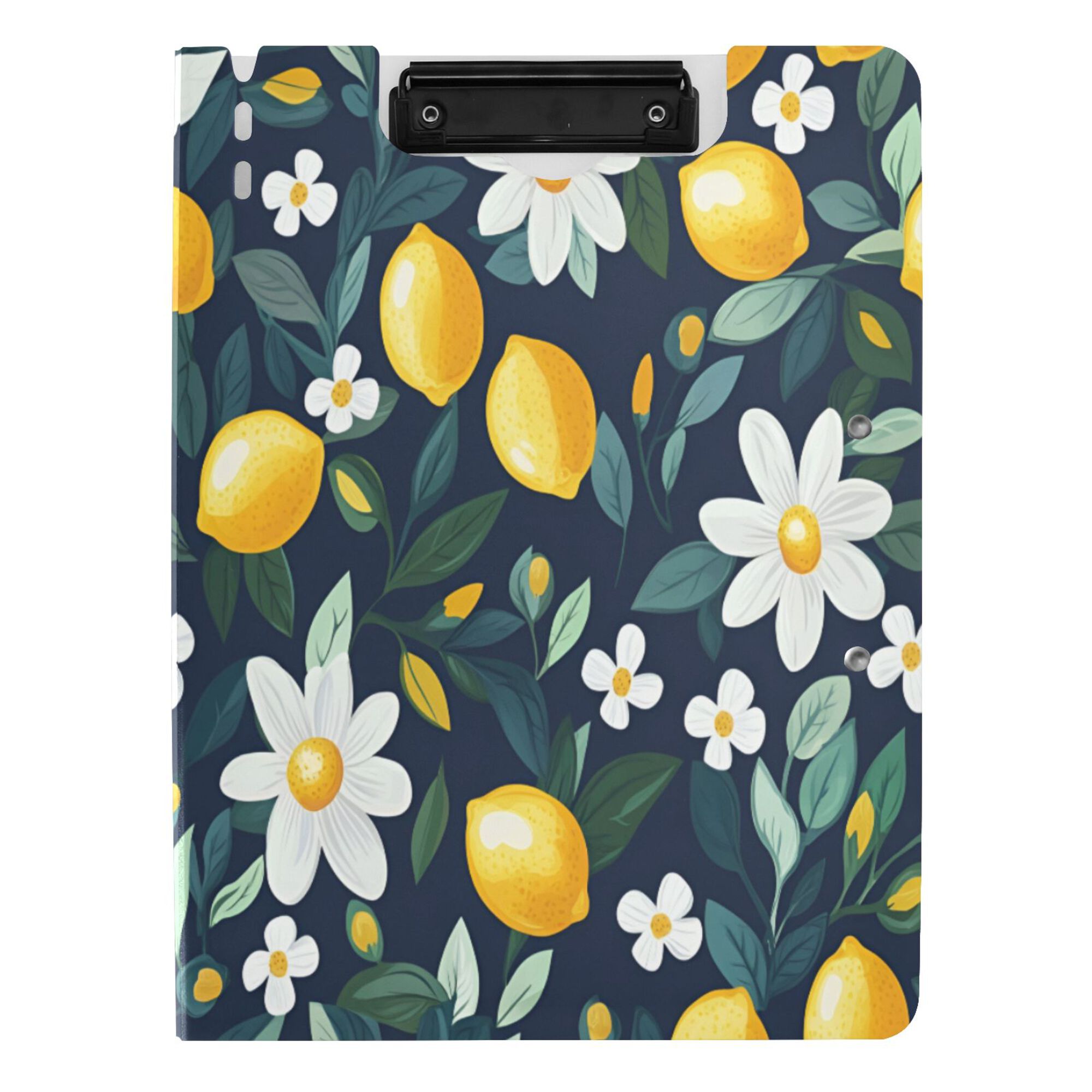 FORMRS A4 Clipboard Folder with Pen Holder Horizontal Foldable School Office Binder, Lemon Flowers