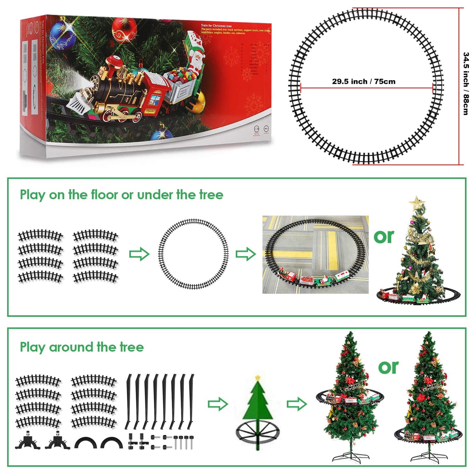 Buy Christmas Train Set Toys, Xmas Tree Decorations Hanging Round ...