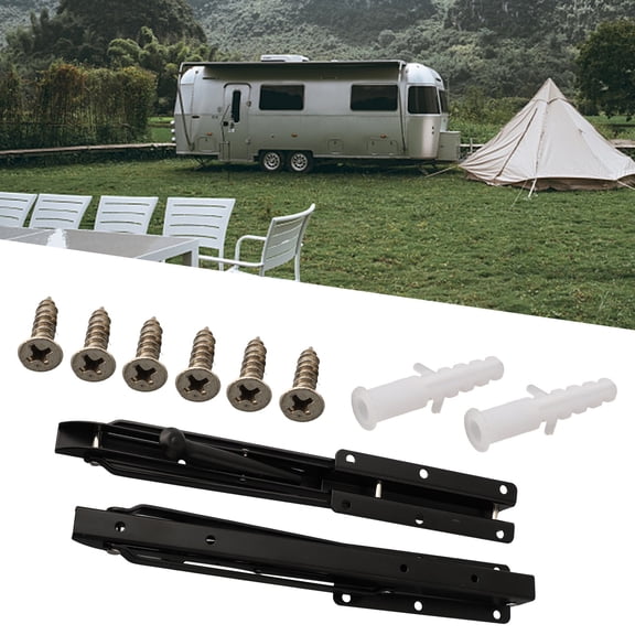 RANMEI Heavy Duty Folding Bracket Set For Motorhomes And Caravans Black (2Pcs)