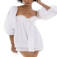thumbnail image 2 of Femmes Été Casual Mini Robe Couleur Unie Coupe Basse Robe de Mode, 2 of 9