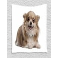 thumbnail image 1 of Chihuahua Tapestry, Plain Backgorund Photo of Funny Puppy Lying Print, Wall Hanging for Bedroom Living Room Dorm Decor, 40W X 60L Inches, Umber Camel Pale Sepia and White, by Ambesonne, 1 of 2