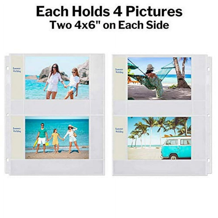 dunwell photo album refill pages 12x12 - (4x6 landscape, 10 pack) holds 120  4x6 photos, 4x6 photo sleeves for 3 ring binder